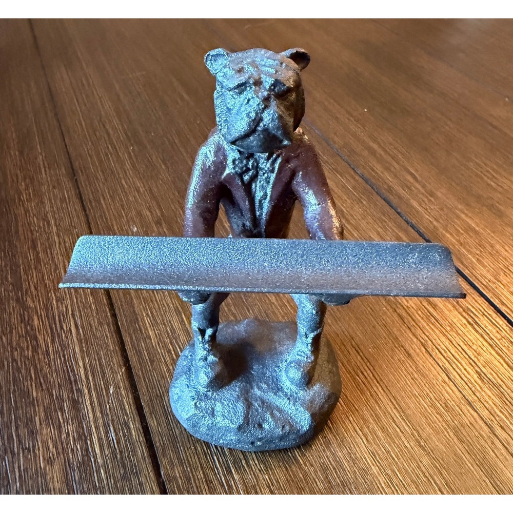 SPI San Pacific Intl Cast Metal Bulldog Business Card Holder Pen Tray Figurine